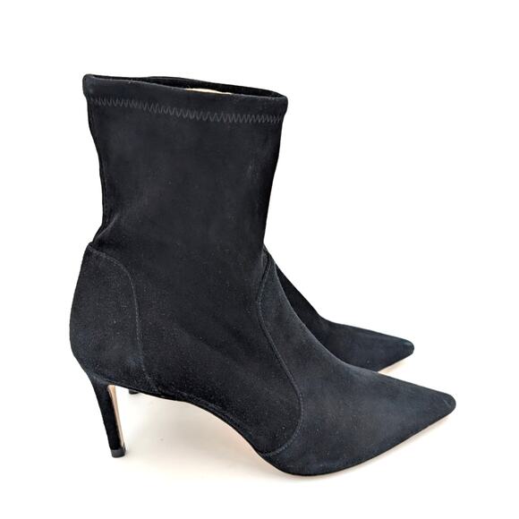 $850 Stuart Weitzman Stuart 75 Stretch Suede Boots Pointed Toe Black Size US7B - Picture 3 of 10